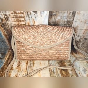 CROFT & BARROW Purse Straw Raffia Wicker Woven Boho Handbag Crossbody Clutch